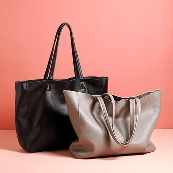 2 сумки, женская сумка, трендовые сумки-тоут для женщин, сумка через плечо из натуральной коровьей кожи, женская большая вместительная Черная серая повседневная сумочка на каждый день