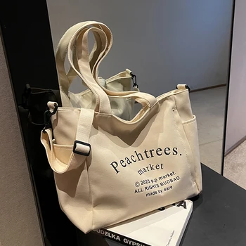 Простые холщовые сумки для женщин 2023 новая повседневная сумка-тоут, мягкие дизайнерские сумки-мессенджеры, дорожная сумка через плечо, сумки для покупок, школьные сумки для девочек