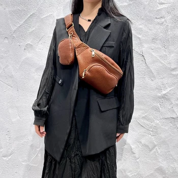 Женская нагрудная сумка из натуральной кожи, крутая мото-машина, множество карманов, сумки через плечо, высококачественные сумки на ремне из воловьей кожи, наплечные сумки на ремне