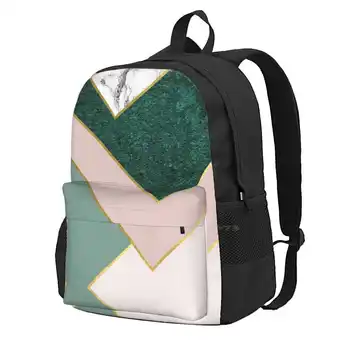 Glam Geo Lines 2 Новых поступления, сумки унисекс, Студенческая сумка, рюкзак, Гламурные румяна, Темно-зеленый Розовый и Зеленый Розово-зеленый Золотой Лес