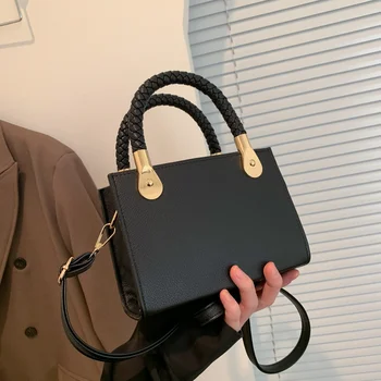 Однотонная женская сумка Тренд 2023, маленькая винтажная роскошная дизайнерская сумочка, кошелек, сумки через плечо, женская сумка-тоут, квадратное плечо