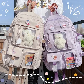 Японские Школьные Рюкзаки Для девочек Большой Емкости, Школьные Сумки Для Девочек С Несколькими Карманами, Новинка 2023 года, Kawaii Women Harajuku Cute