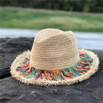 Разноцветная лента с кисточками Украшает соломенную шляпу, затеняющую солнцезащитные кепки, модную пляжную кепку, джазовые летние шляпы-ведерки