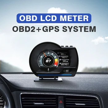 Автомобильный HUD-дисплей OBD2 + GPS, интеллектуальный автомобильный HUD-датчик, цифровой одометр, охранная сигнализация, температура воды и масла, обороты в минуту