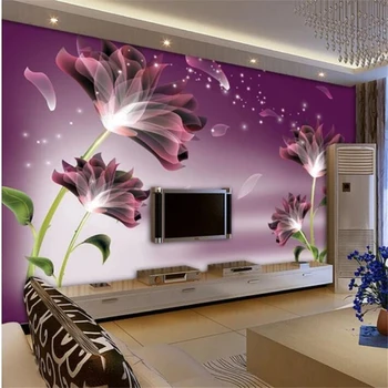 wellyu papel de parede Пользовательские обои фреска модное украшение дома фиолетовый цветок мечта лилия lily TV фоновые обои