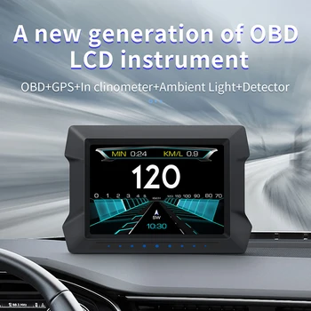 Спидометр с сенсорным дисплеем P22, двухсистемный электронный GPS-детектор скорости, сигнализация о превышении скорости, HD OBD ЖК-измеритель наклона прибора