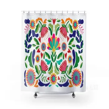 Мексиканская цветочная занавеска для душа в богемном стиле для ванной