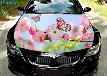 Наклейка на капот автомобиля с розовой бабочкой в виде цветка, Украшение капота автомобиля своими руками, Защитная крышка капота, Виниловая наклейка на автомобиль, Цветная наклейка на бок кузова автомобиля