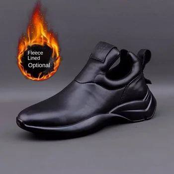 Модная осенне-зимняя мужская обувь из натуральной кожи 2021 года, утолщенная спортивная повседневная обувь Borad, мужская обувь с хлопчатобумажной подкладкой