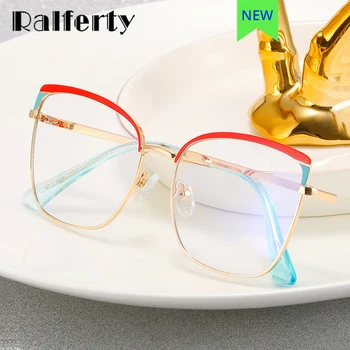 Дизайнерские Квадратные очки Ralferty, женские очки с синим светом, очки в металлической оправе, женские очки в оптической оправе с 0 диоптриями