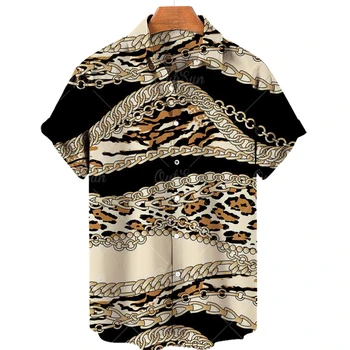 с объемными персонажами в виде цепочки с короткими рукавами 2023, крутая гавайская модная рубашка, мужская и женская рубашка с 3D-принтом