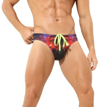 Мужские Приморские Пляжные спортивные Камуфляжные Разноцветные Треугольные плавки с завязками, Большие и высокие купальные костюмы для мужчин
