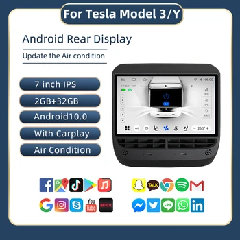 Мультимедийный Плеер для Дисплея Заднего Вида Tesla Модель 3 Model Y Android С Головным Дисплеем Управления Кондиционером Carplay Panel