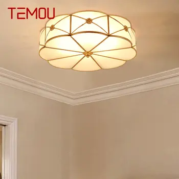 Потолочный светильник TEMOU Nordic из латуни, Современный винтажный светильник, Роскошные Медные светодиодные светильники, Декор для дома, гостиной
