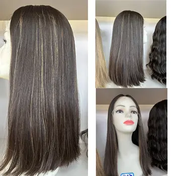 Европейский Кружевной топ из человеческих волос Virgin, парики Tsingtaowigs, прямые, без наслоения, парик для женщин