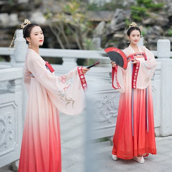 1 комплект Креативной Древней Одежды С Традиционной Повседневной Вышивкой Hanfu Костюм Для Танцевального Представления На Сцене Платье Для Женщин Подарок Для Девочек
