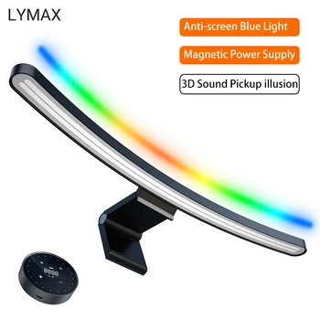 Светодиодная панель монитора с изогнутой поверхностью LYMAX RGB с подсветкой против синего света Настольная лампа с дистанционным управлением, подвесной светильник для экрана ПК для офисного кабинета
