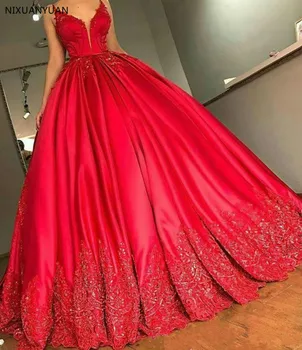 Потрясающие красные свадебные платья на тонких бретельках, кружевной атлас, Ближневосточный Арабский Африканский Бал 2023, Свадебное платье Vestido De Novia, плюс