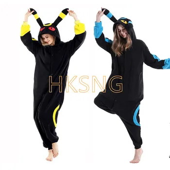 Новая пижама Кигуруми для взрослых, Черно-желтая Пижама Espeon, Теплая флисовая пижама с животными для женщин, костюм для косплея на Хэллоуин, Пижама