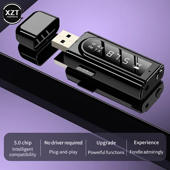 USB Bluetooth 5,0 Передатчик-Приемник со Светодиодным Дисплеем Автомобильный MP3-Плеер FM-Радио ТВ ПК TF AUX Аудио Стерео Адаптер Домашний Динамик