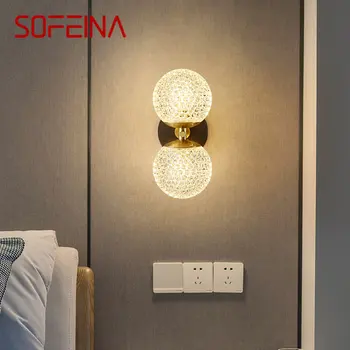 Современный интерьер SOFEINA, латунный настенный светильник, светодиодное медное бра, простой художественный декор для современного дома, гостиной, спальни