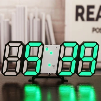 3D светодиодные цифровые часы С регулируемым ночным режимом Офисные светящиеся Электронные настольные часы Настенные часы Декор стен домашней комнаты
