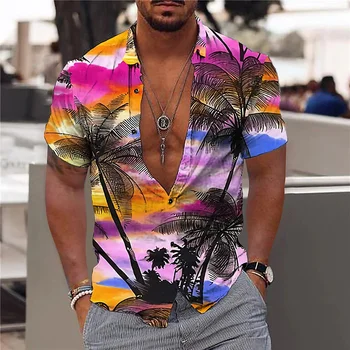 2023 Новая свободная хлопчатобумажная дышащая гавайская рубашка мужская праздничная пляжная повседневная мужская рубашка с модным коротким рукавом мужская рубашка help