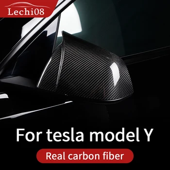 Накладка для аксессуаров Tesla model Y/carbon accessoires модели y автомобиля крышка зеркала заднего вида из настоящего углеродного волокна