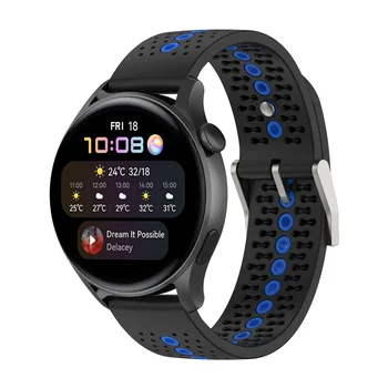 Оригинальный силиконовый ремешок для Huawei Watch 3 Pro 48 мм и Watch 3 46 мм Универсальный силиконовый сменный ремешок с цветным отверстием шириной 22 мм