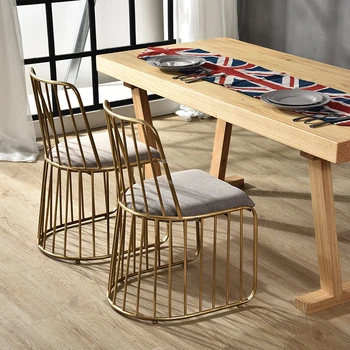 Обеденные стулья в скандинавском стиле, Современная мебель для столовой, Гостиничный стул из кованого железа, Домашний обеденный стул с креативной спинкой.