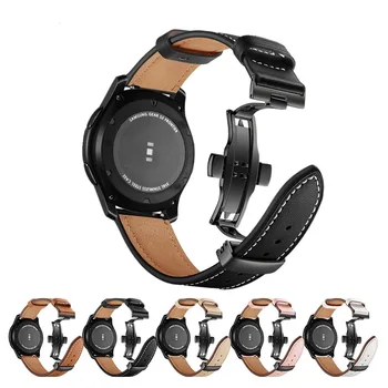 22 мм/20 мм Кожаный Ремешок для Samsung Galaxy Watch 5/4/3/Active 2/Huawei Watch 3 Удобный Сменный Ремень для Amazfit GTR 47 мм