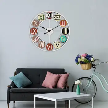16-дюймовые настенные часы в фермерском доме в стиле ретро, не тикающие Металлические Декоративные часы в европейском стиле для декора стен кухни, кафе в отеле