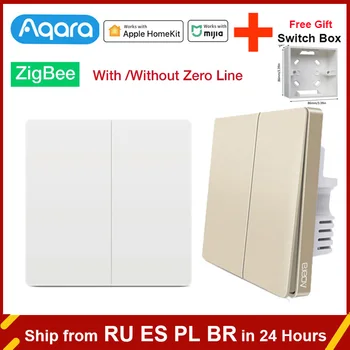 Настенный Выключатель ZigBee Aqara Wireless Switch Key Smart home Zero Line Противопожарный Провод Выключатель Света Пульт Дистанционного Управления Для Mijia APP Homekit
