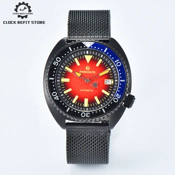 Parnsrpe - Роскошные Классические красно-синие мужские часы NH35A калибра 45 мм с большим морским ушком, окошко календаря, водонепроницаемая заводная головка, сапфир