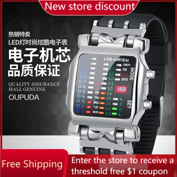 Горячие продажи мужских электронных часов с двойным светодиодным крабом, крутые модные мужские часы
