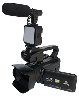 Видеокамера 4k 64MP WiFi Веб-камера 4-дюймовый сенсорный экран с 18-кратным цифровым зумом Многофункциональная видеокамера
