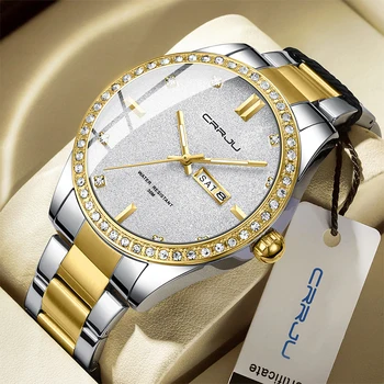 CRRJU Мужские часы Модный хронограф Лучший бренд Класса люкс Мужские наручные часы Водонепроницаемые светящиеся деловые кварцевые спортивные часы с датой