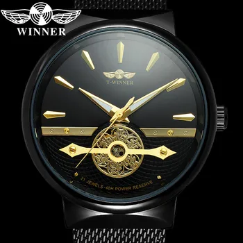 WINNER Классические автоматические механические мужские наручные часы в стиле милитари, армейские спортивные мужские часы, Лучший бренд класса люкс, Мужские часы-скелет, подарок 8140