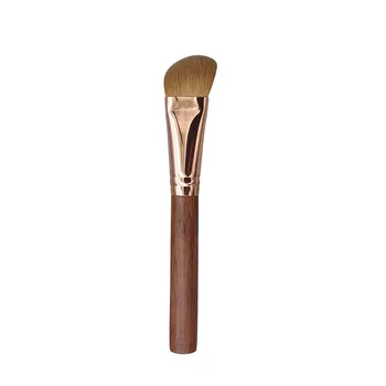 Профессиональные кисти для макияжа ручной работы HL12, мягкая эластичная шерсть ласки, плоская угловая кисть для основы, кисть для макияжа с ручкой из розового дерева
