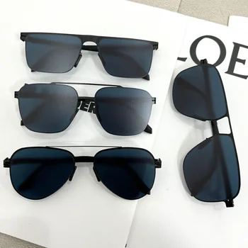 Солнцезащитные очки для деловых мужчин из титановой стали, солнцезащитные очки для вождения, Высококачественные очки, Прямоугольные очки с UV400 оттенками, очки