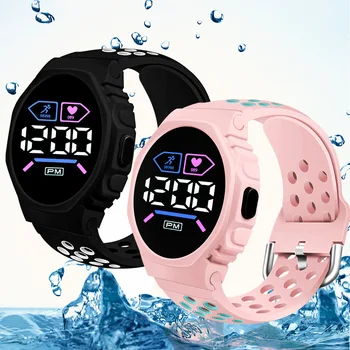 Новые модные водонепроницаемые спортивные часы, студенческие детские простые часы, цифровые часы для мальчиков и девочек, детские электронные наручные часы со светодиодной подсветкой