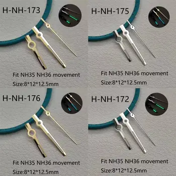 Стрелки часов с механизмом NH35 / 36 с зеленым /синим светоизлучением 8 мм, 12 мм и 12,5 мм, классические аксессуары для часов с датой