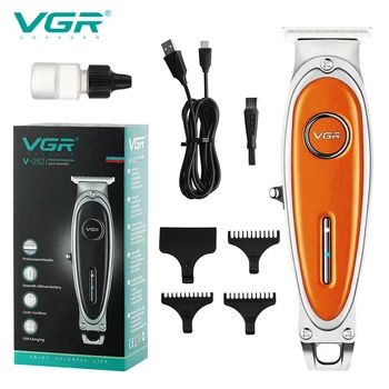 Триммер для волос VGR Профессиональная машинка для стрижки волос Аккумуляторная машинка для стрижки волос Беспроводной парикмахерский кожаный триммер для мужчин V-262