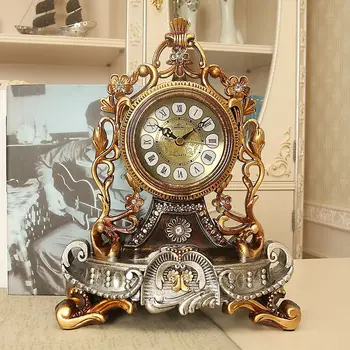 Настольные Часы в европейском стиле, настольные часы в стиле Ретро, Прикроватная Тумбочка для гостиной, Креативные Украшения, Декоративный Кварц, Винтаж