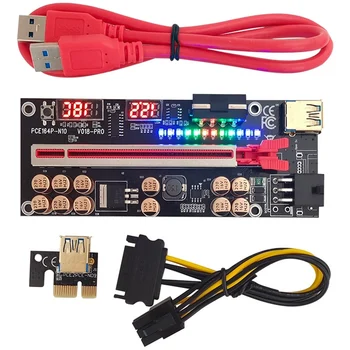 VER018 PRO PCI-E Riser Card USB 3.0 Кабель 018 PLUS PCI 1X-16X Удлинитель PCIe Адаптер для майнинга BTC (красный)
