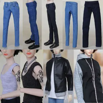 Мультистайловая повседневная одежда для кукол 1/6 BJD, мужские джинсы для кукол, кожаные пальто, брюки для кукол 11,5 