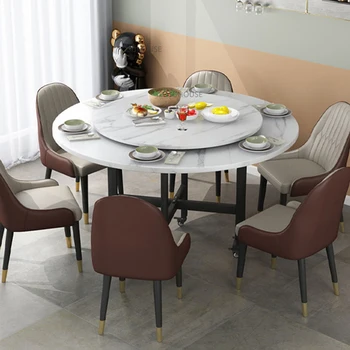 Современные обеденные столы из искусственной доски для домашней мебели Портативный складной стол Простота домашнего обихода высокого класса с поворотными столами