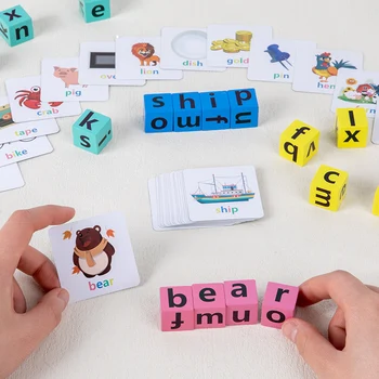 Игрушка для раннего развития Монтессори. детские игрушки.Изучение алфавита.Блоки для чтения, игры с правописанием, карточки-головоломки с буквами для детей