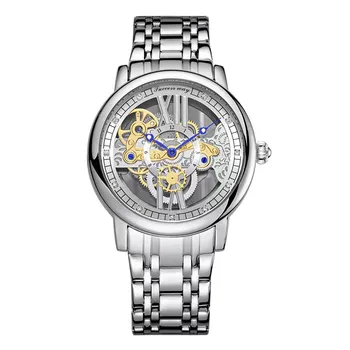 Роскошные мужские автоматические часы для мужчин, механические наручные часы со скелетом из нержавеющей стали, уникальные полые мужские часы Relogio masculino