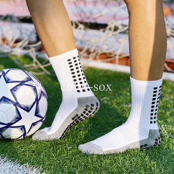 Компрессионные носки для бега, футбола, баскетбола, спортивные нескользящие хлопчатобумажные футбольные носки, мужские носки с кальцетином